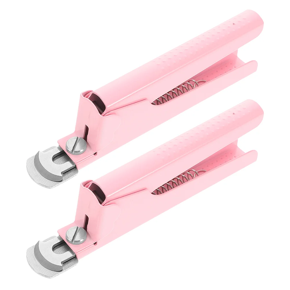 2 Pcs Manicure Tools Nail False Clipper Tip Trimmer Precision Large Pink Clippers Stainless Steel for Women Travel Portable