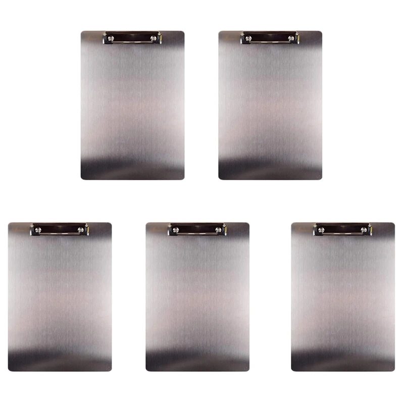 

5X Metal Clipboard Folder A4 Stainless Steel Clip Board Bill Storage Folder Writing File Board Menu Splint For Business