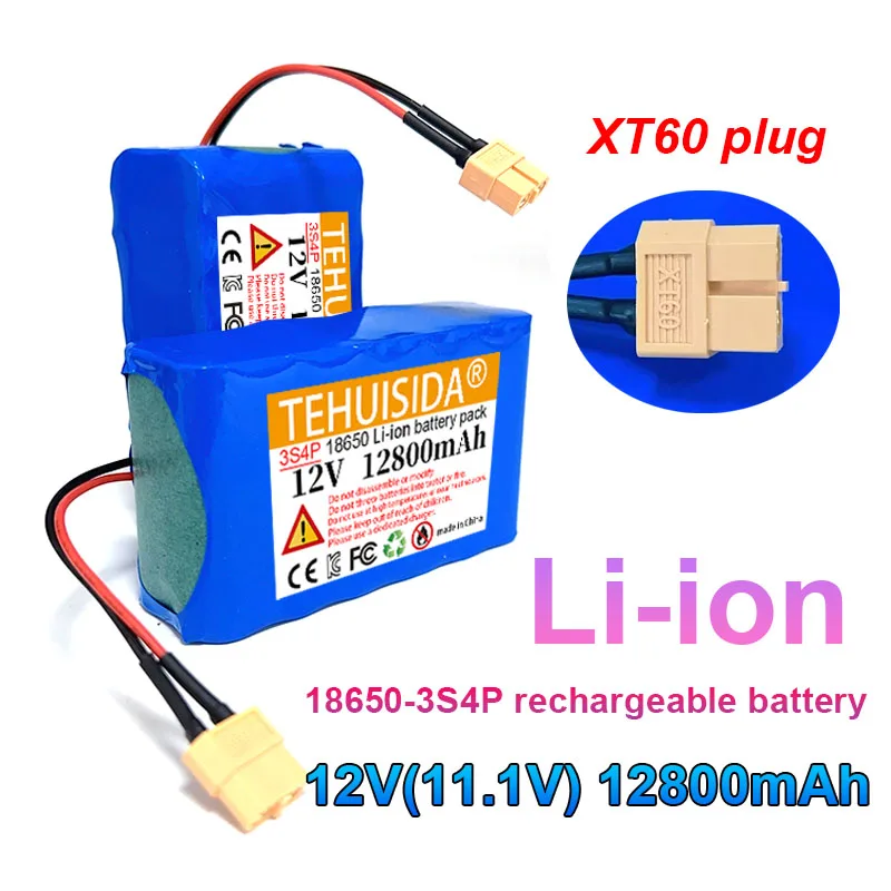 

Новый аккумуляторный блок Li-ion 12В 12800мАч (11.1В 3S4P) на элементах 18650 с BMS для роутеров, прикормочных корабликов и аварийного питания