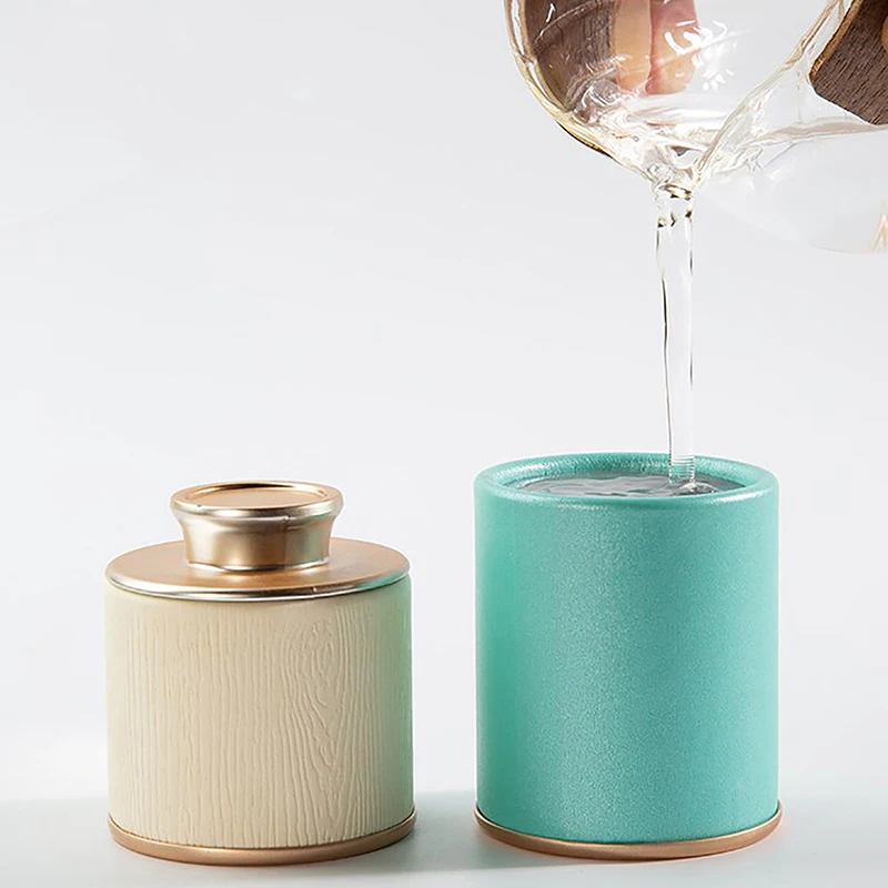 Household Mini Empty Tea Tin Can Household Green Black Tea Sealed Jar Portable Travel Small Tea Packaging Box Paper Storage Can
