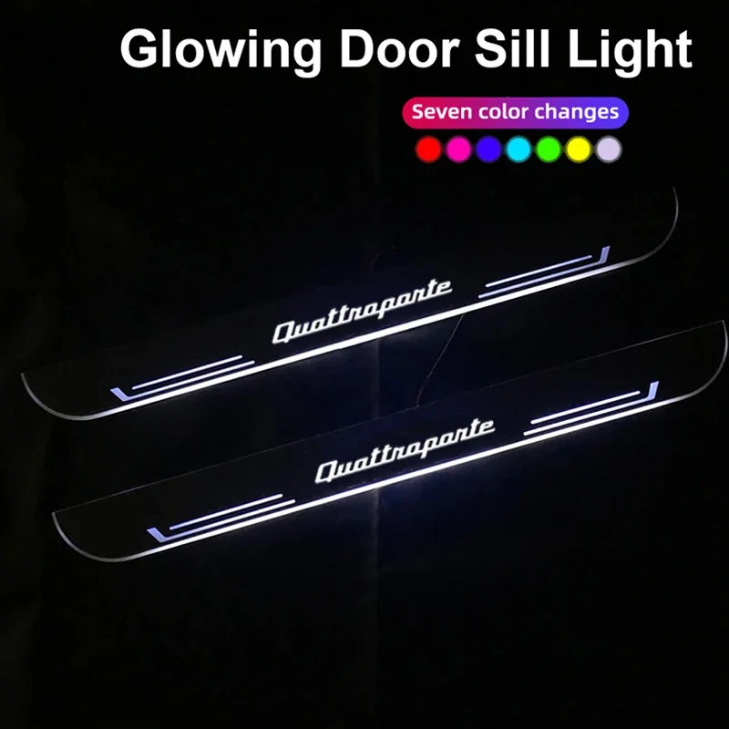 

For Quattroporte Moving Car LED Welcome Pedal Acrylic Front Rear Door Sill Threshold USB Power Decoration