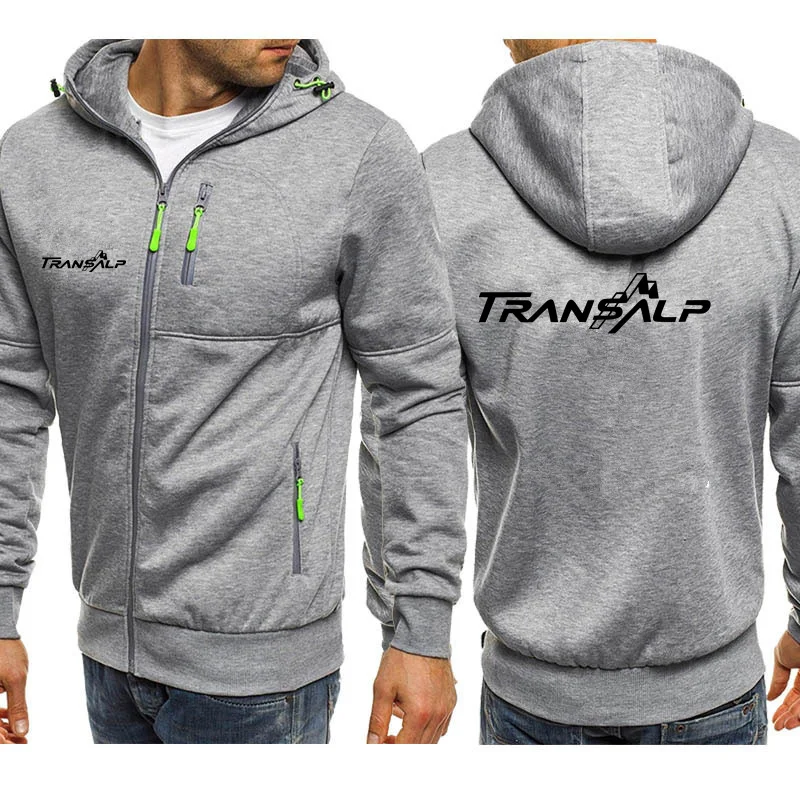 Motorcycle Transalp Style 650 XL700V Men\'s Hooded Coats JDM Hondaes Sweatshirt Outwear Warm Coat Jacket Plain Zip Up Casual Coat