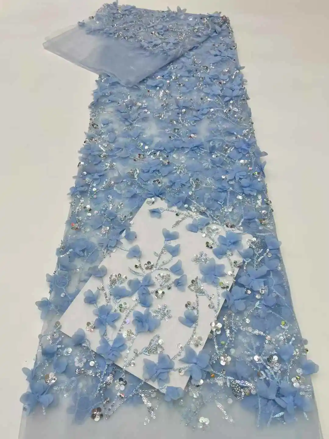 African Mesh Lace Fabric Sequins Latest Design Nigeria French Mesh Tulle Lace Fabric For Women Wedding Dresses Sewing