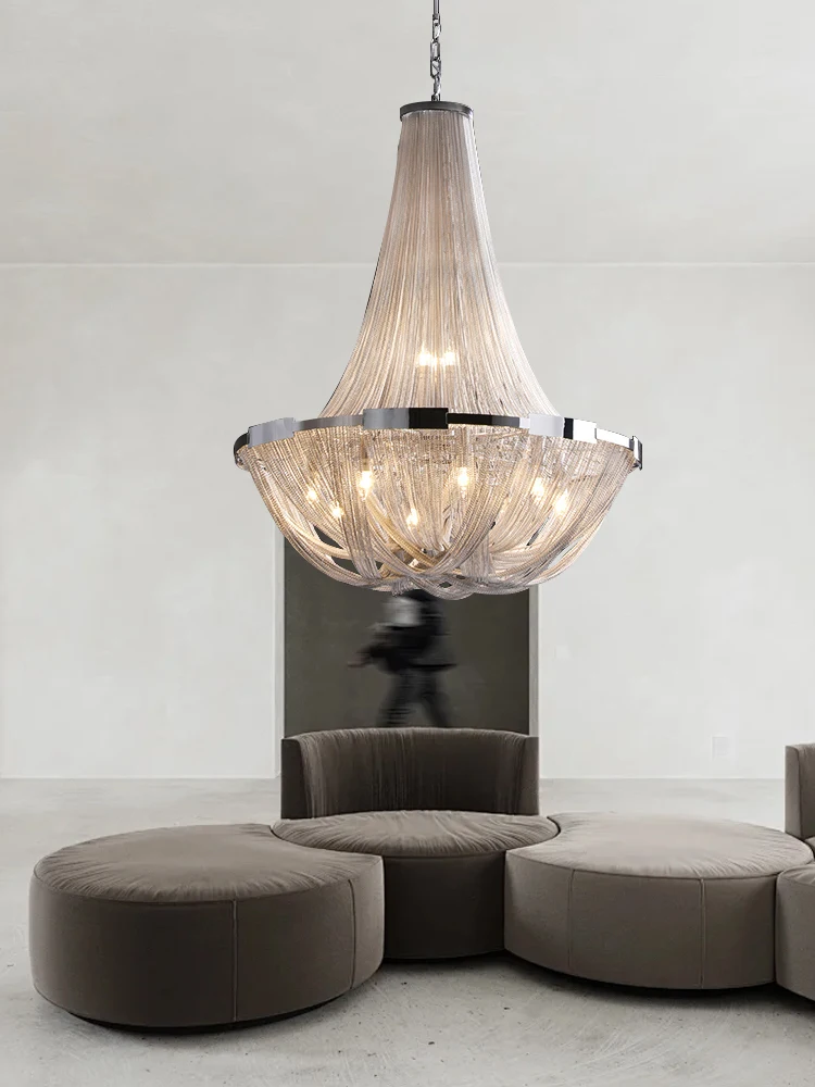 

Цепные подвесные светильники, большой домашний декор, декор для гостиной, фойе, роскошные лампы, металлический абажур с регулируемой яркостью, подвесной светильник для столовой