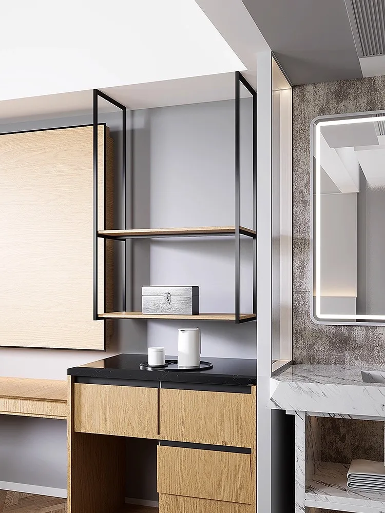 فندق الديكور المتقدم الفولاذ المقاوم للصدأ إطار معلق المطبخ منصة مشروبات تعليق تخزين كأس للنبيذ إبريق الشاي البضائع الرف #4