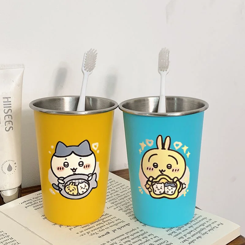 แก้วน้ำสแตนเลสลายชิคาวะ ฮาจิวาระ กระต่าย 304 หนาพิเศษ น่ารัก สไตล์คู่รัก อนิเมะ การ์ตูน ของใช้ในบ้าน ของขวัญสุดหวาน