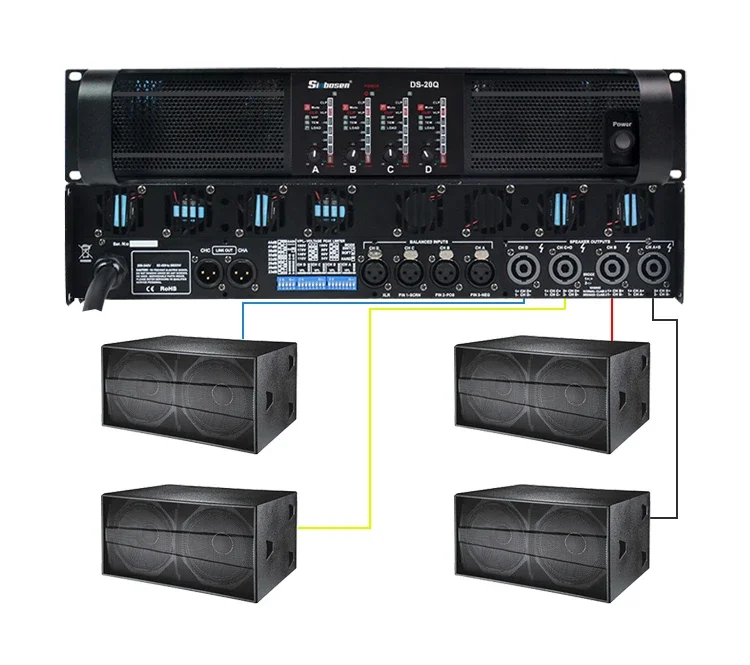 

Capacitor upgrade DS-20Q 4 channel 20000 watt professional power amplifier for 18 inch subwoofer.