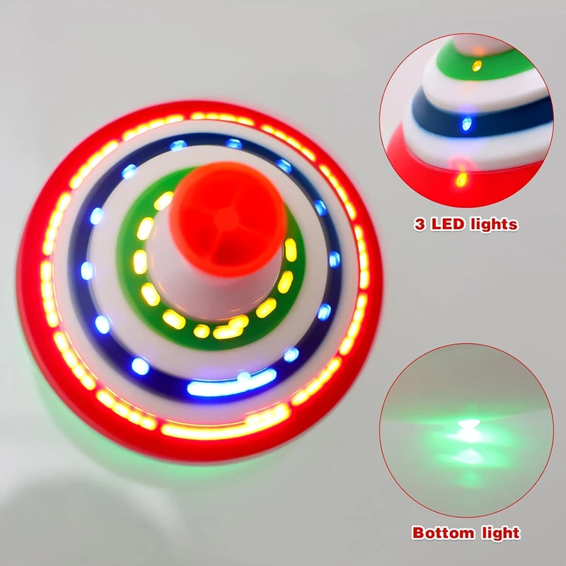 Spinning Top Toy with LED Light up and Music Peg-top Hand Spinner Gyro Flash Toy Birthday Halloween Christmas Gift for Kids