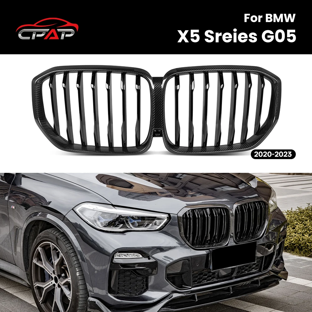 

Real Dry Carbon Fiber Front Bumper Grille Car Kidney Hood Grills Accessories For BMW X5 Sreies G05 2020-2023