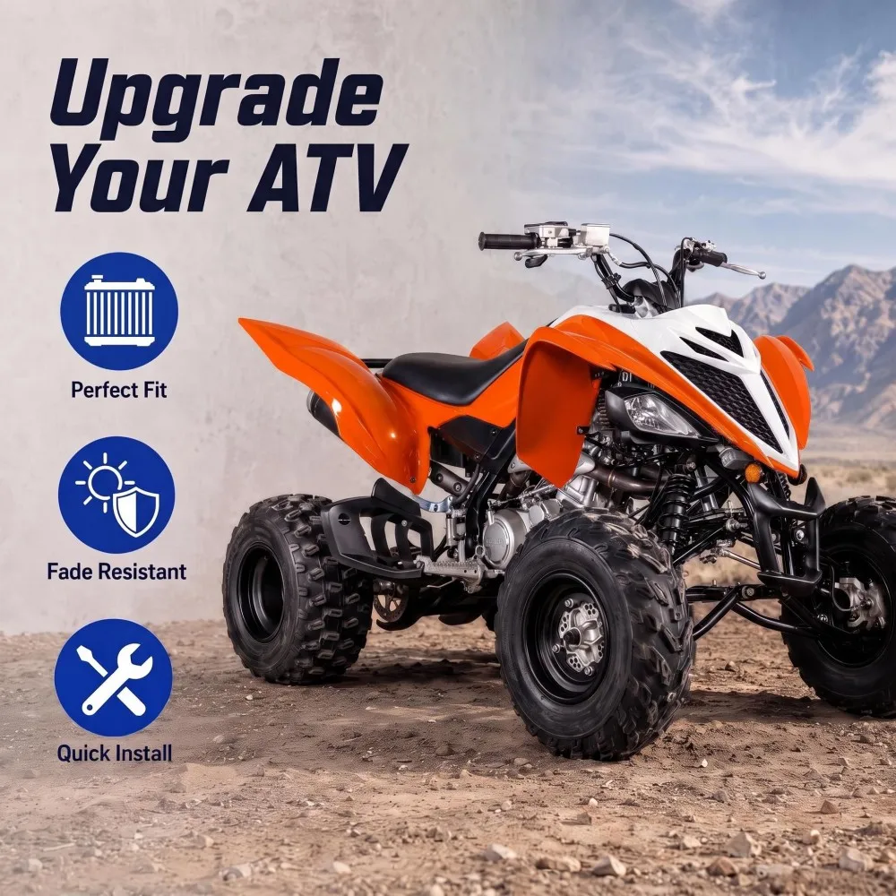 Gloss Orange And White Complete Plastic Fairing Kit For Yamaha Raptor 700 2018 2019 2020