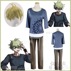 Anime Game Danganronpaaa V3 Cosplay Rantaro Amami Kostuum Blauw Gestreepte Top Bruine Broek Halloween Kerstfeest Streetwear