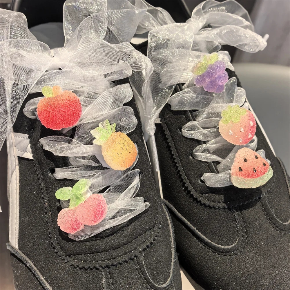 Shoe Charm Kids Cartoon Sugar Fruit Watermelon Strawberry Removable DIY Decoration PVC Colorful Lightweight for Sneaker Slipper