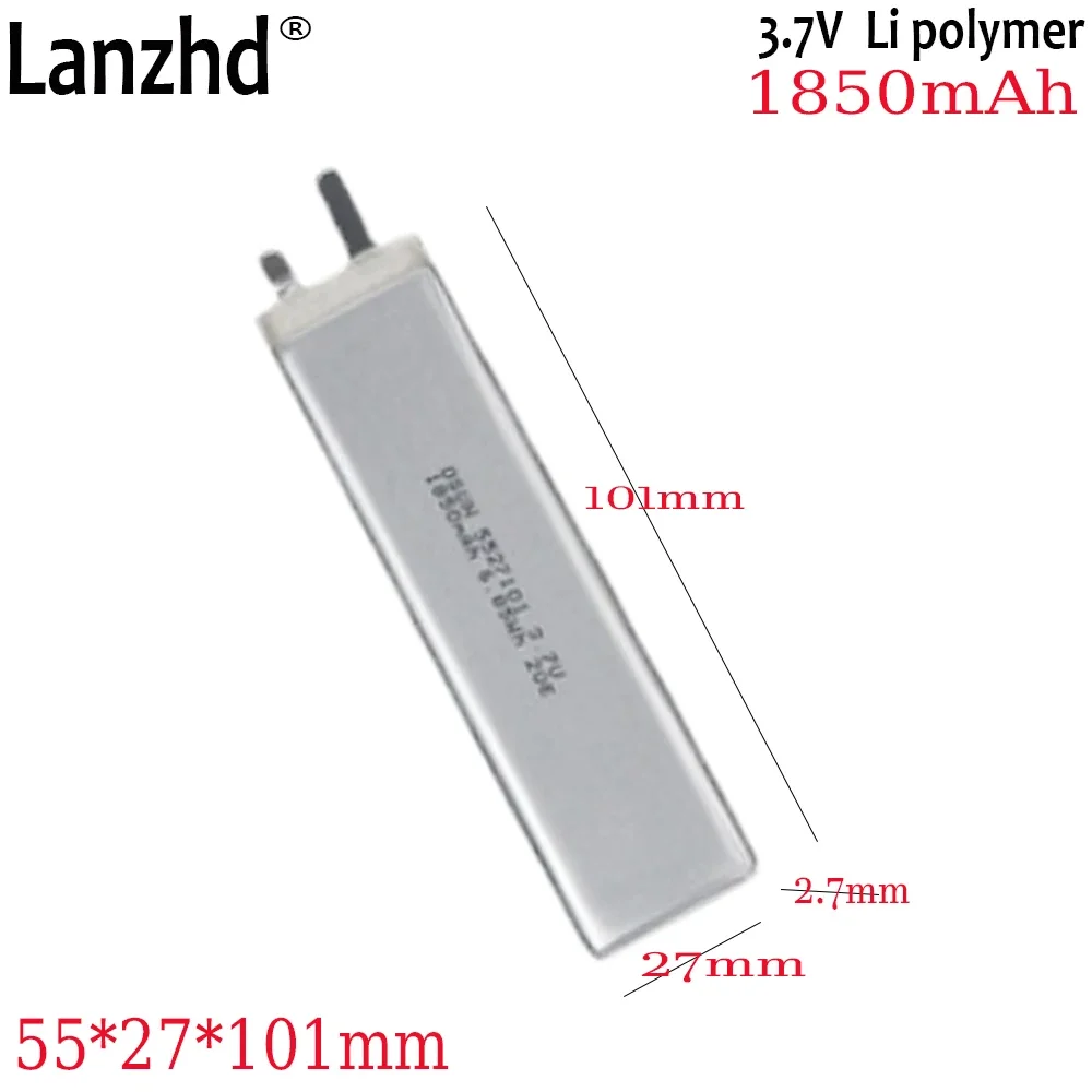 

5527101 3.7V polymer battery For induction nightlight water refill Wireless keyboard cabinet light lithium battery 1850mAh