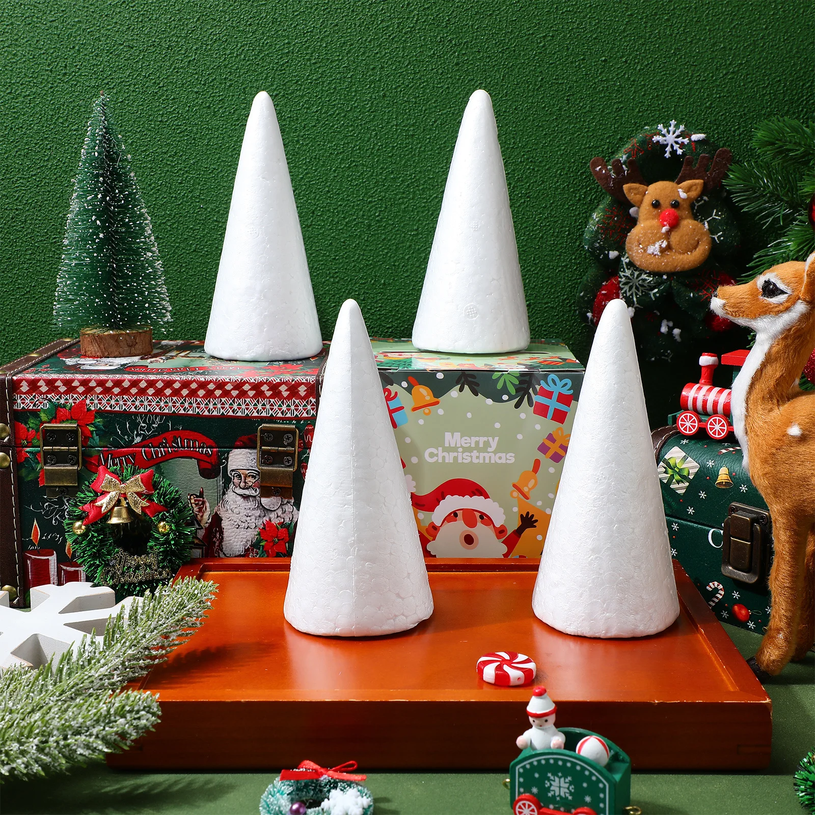 Cônes en mousse blancs de 15Cm, 12 pièces, artisanat pour pièce maîtresse d'arbre de noël, décoration, cône de projet d'art éducatif