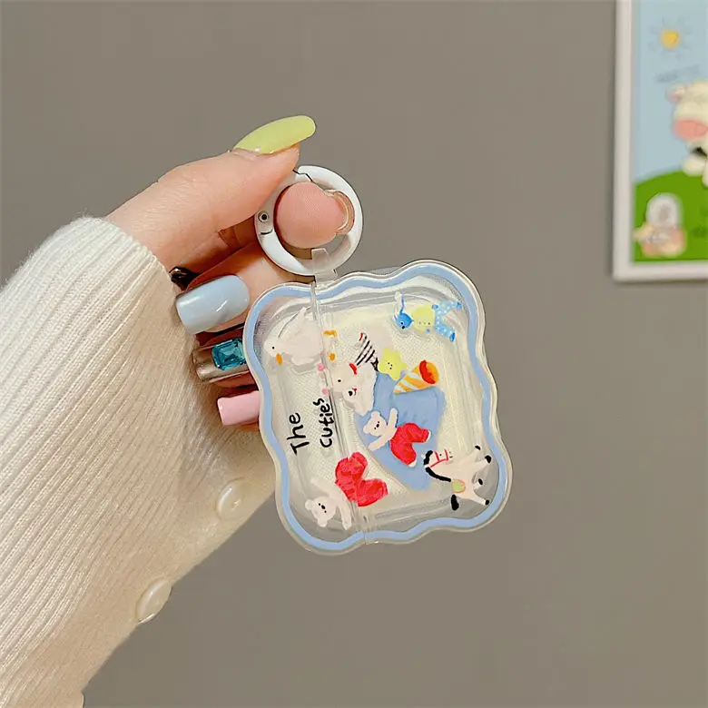 Coreano Bonito Dos Desenhos Animados Ondulado Caso Do Fone De Ouvido Para Airpods Pro 2nd Capa De Silicone Para Airpods 1 2 3 Transparente Headset Shell Bag