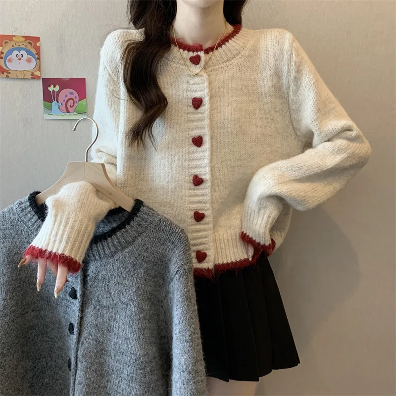 

Knit Women Cardigan Casual O-neck Long Sleeve Single Breasted Pccket Female Cardigan 2025 Autumn Solid Lady Knitwear