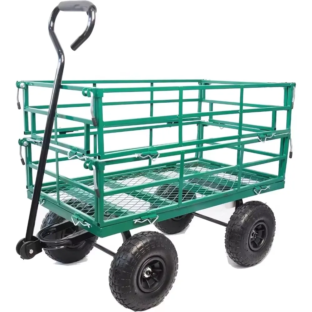 Garden Dump Cart - Large Capacity, Removable, Sturdy, Green, Outdoor Use