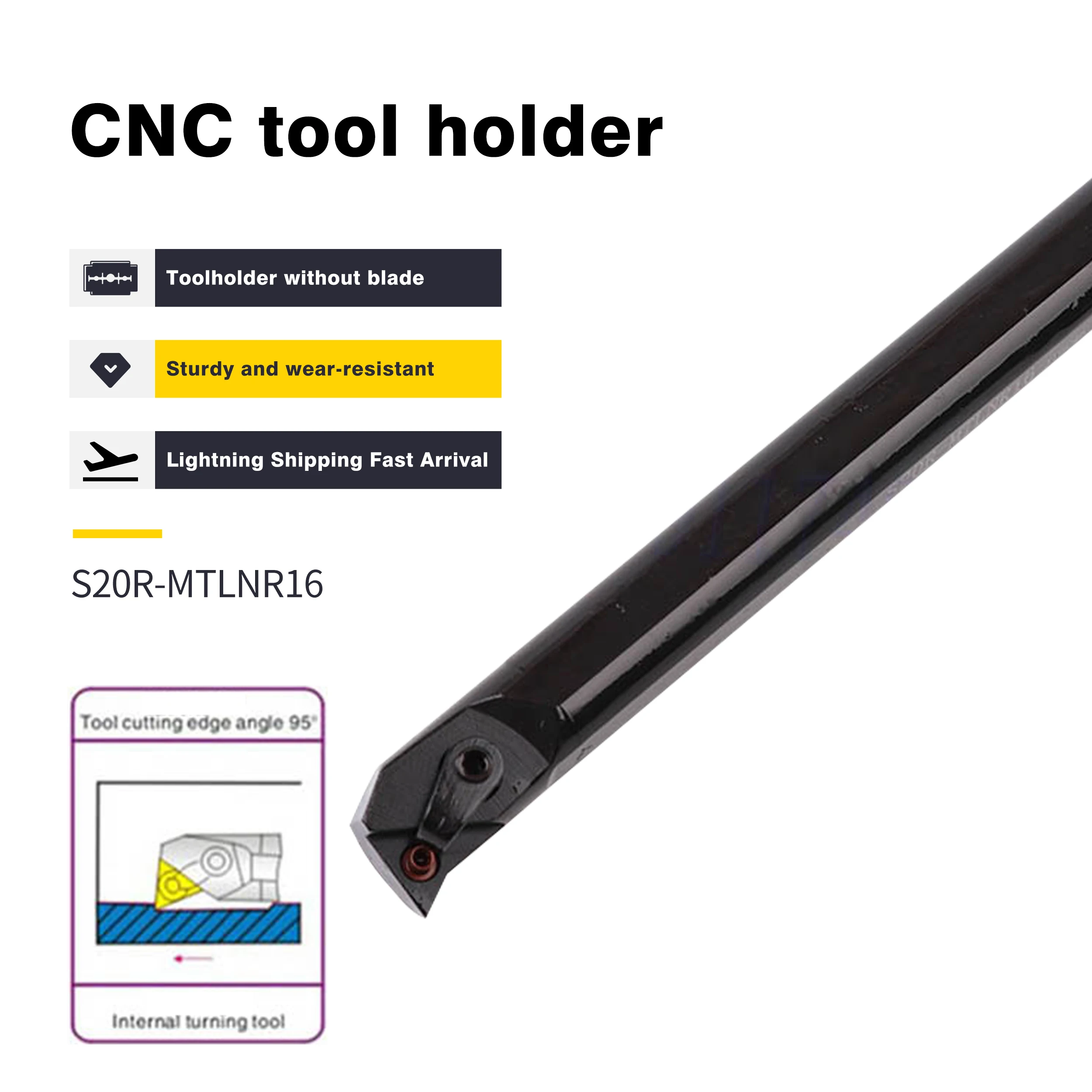 S16Q-MTLNR16 S20R-MTLNL16 CNC Lathe Turning Boring Bar S25S-MTLNR16 S16Q-MTLNL16 Internal Turning Tool Holder, For TNMG Inserts