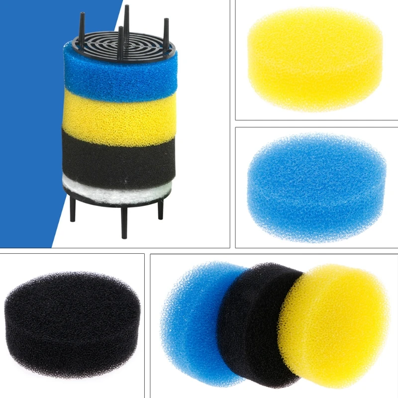 Filter Sponge 3 Pcs Three Colors Replacement Aquarium Filter Bucket Supplies for Home Living Room Water for Tank Straine