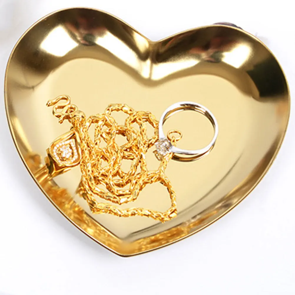 

Металлический поднос в форме сердца, органайзер для ювелирных изделий из розового золота, кольцо, ожерелье, блюдо для хранения, держатель для духов, инструмент для демонстрации ювелирных изделий