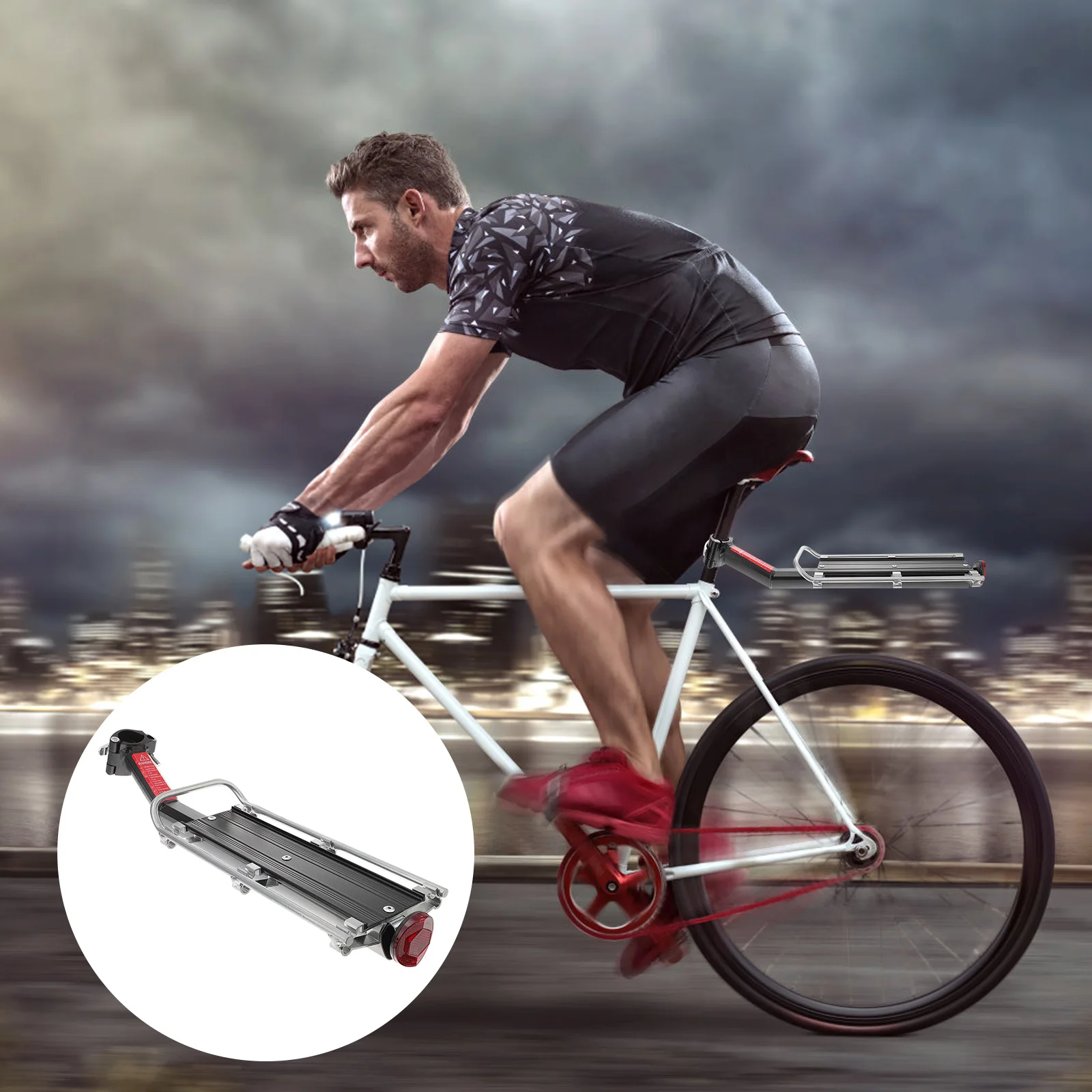 

Aluminum Alloy Rear Shelf Bike Carrier Rack Quick Release Mount for Luggage Backpacks Suitcases Cargo Storage Road Mountain