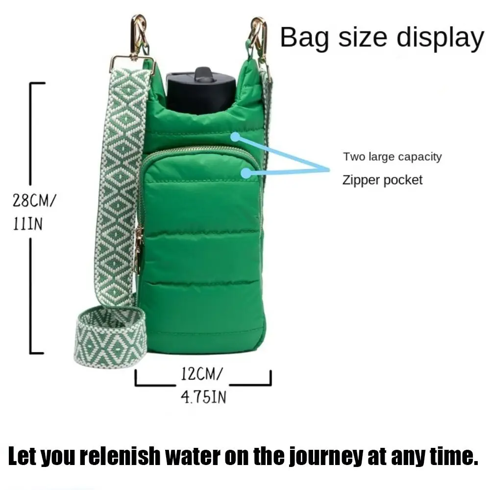 Down Water Bottle Holder with Adjustable Shoulder Strap Pouch Durable Tumbler Carrier Bag Vacuum Cup Accessory for Hiking Travel