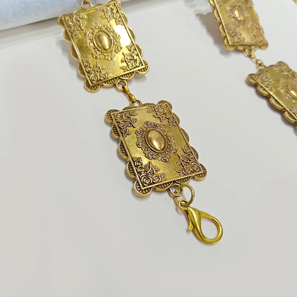 Chaîne de taille rectangulaire Vintage en métal pour femmes, Cowboy occidental, haute qualité, luxe de styliste, chaîne dorée exquise