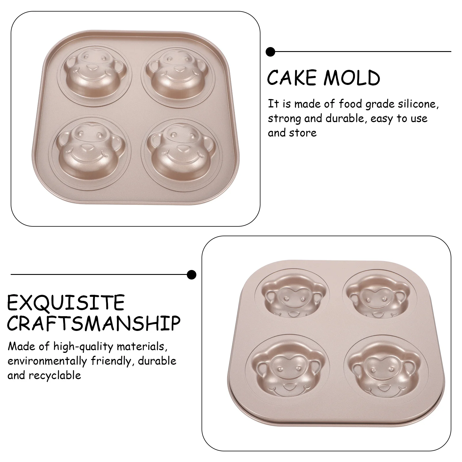 

Monkey Cartoon Baking Mold Carbon Steel Cake Baking Pan Non Stick Surface for Cookies Cakes Chocolate Easy to Clean Labor Saving