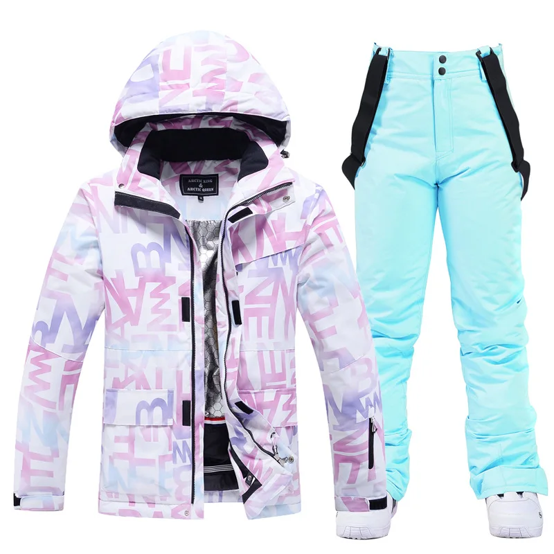 Unisex Ski Suit Women Outdoor Waterproof and Windproof Thick Warm Boys' Ski Clothes Parkas+Trousers Snowboarding Clothes