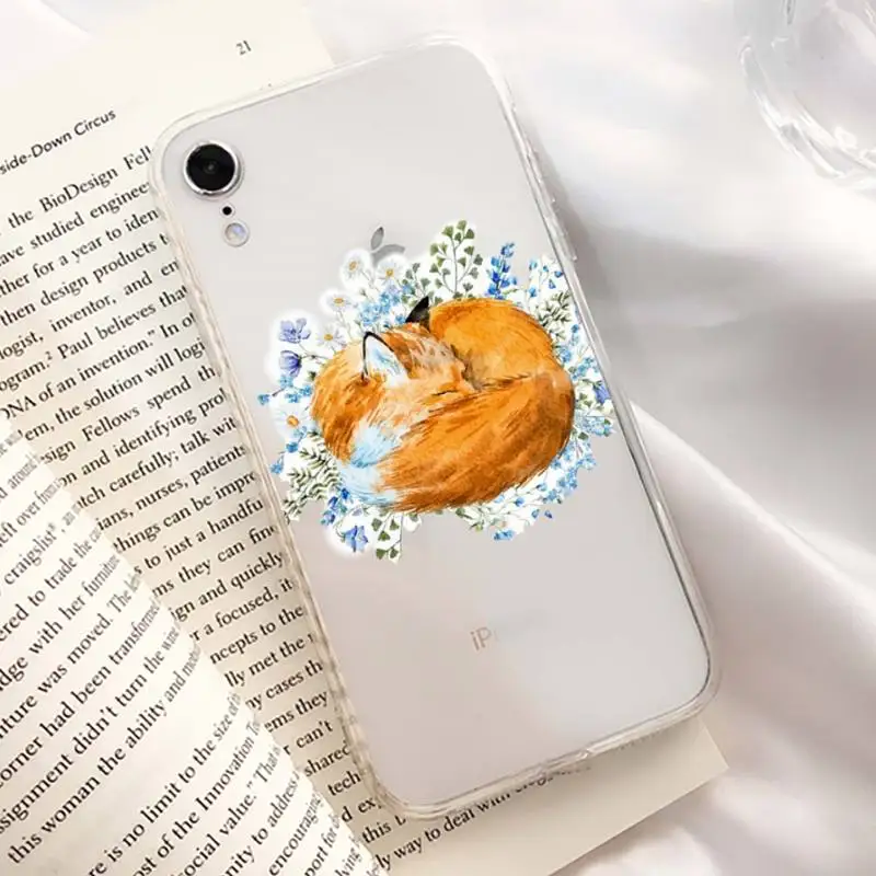 YNDFCNB Cartoon Fox Phone Case for iPhone 11 12 13 mini pro XS MAX 8 7 6 6S Plus X 5S SE 2020 XR clear case