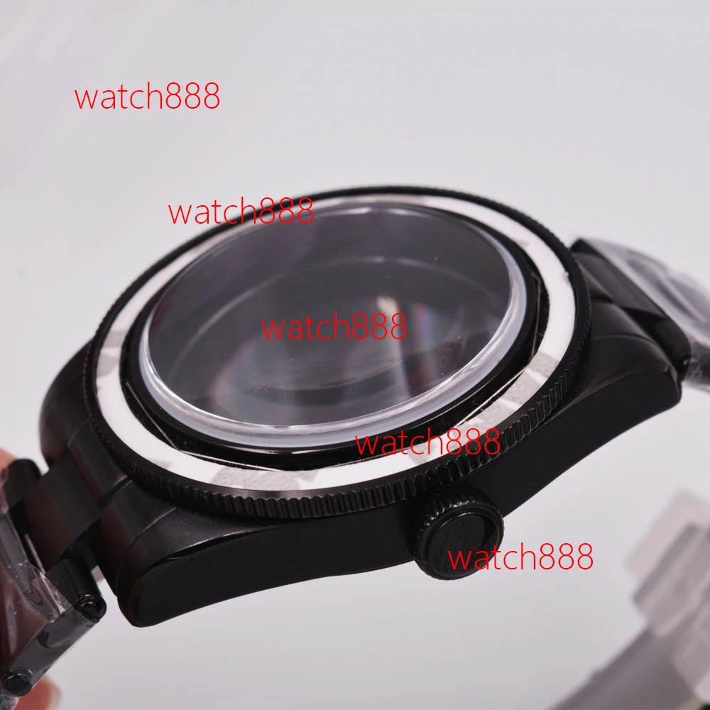 39 مللي متر ساعة سوداء حافظة الياقوت الزجاج حاوية من الفولاذ المقاوم للصدأ صالح NH34 NH35 NH36 PT500 ETA2824 ساعة يد تعمل بالحركة اكسسوارات