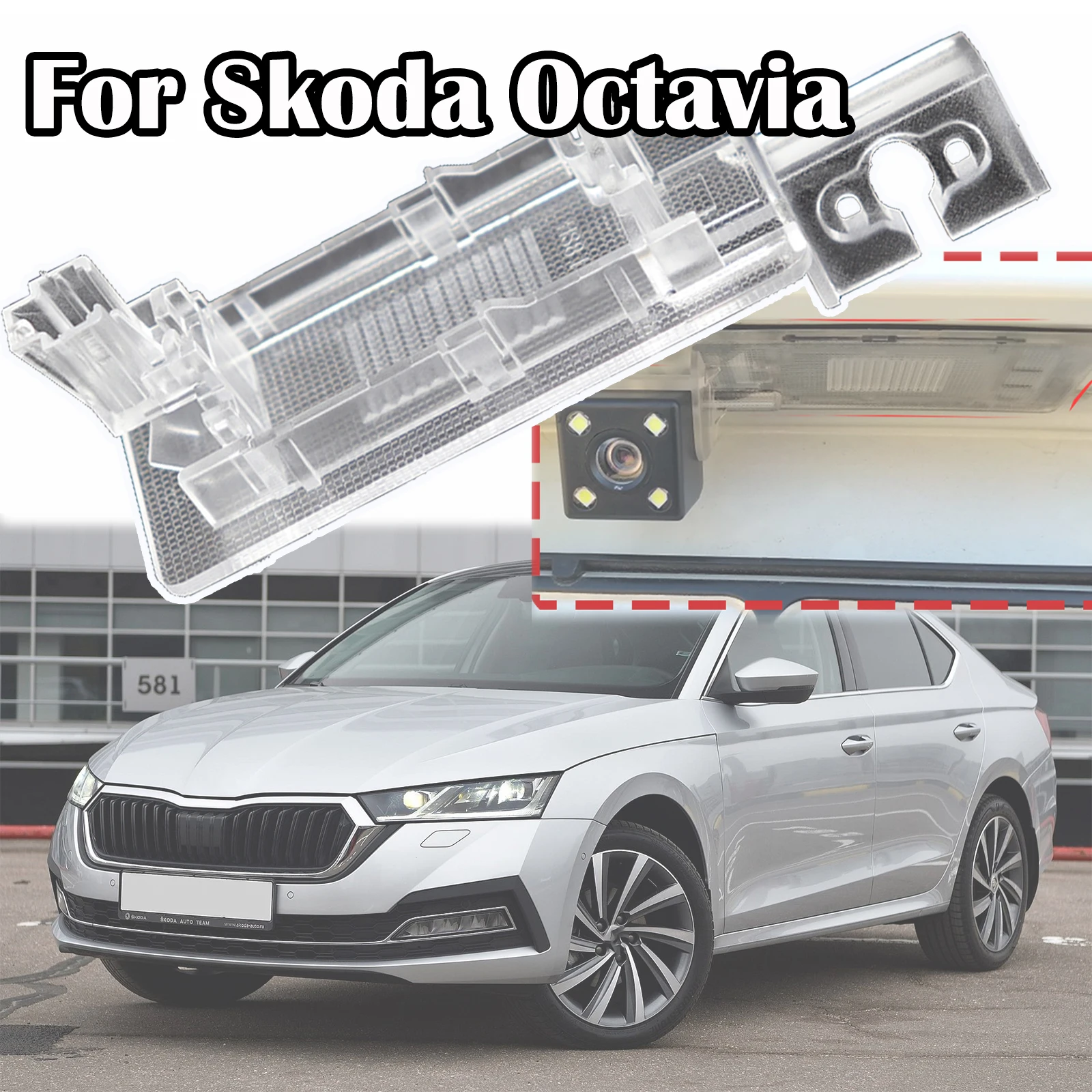 Car Rear View Camera Bracket License Plate Lights Housing Mount For Skoda Octavia 3 Scout Superb MK2 Rapid VW Bora Sharan 7N