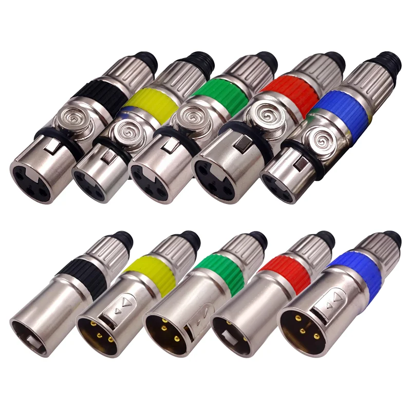 

5/20/100PCS 3Pin Gold plating colour XLR Connector Audio Microphone Plug 3Pole Speaker Connector Female Male DIY socket