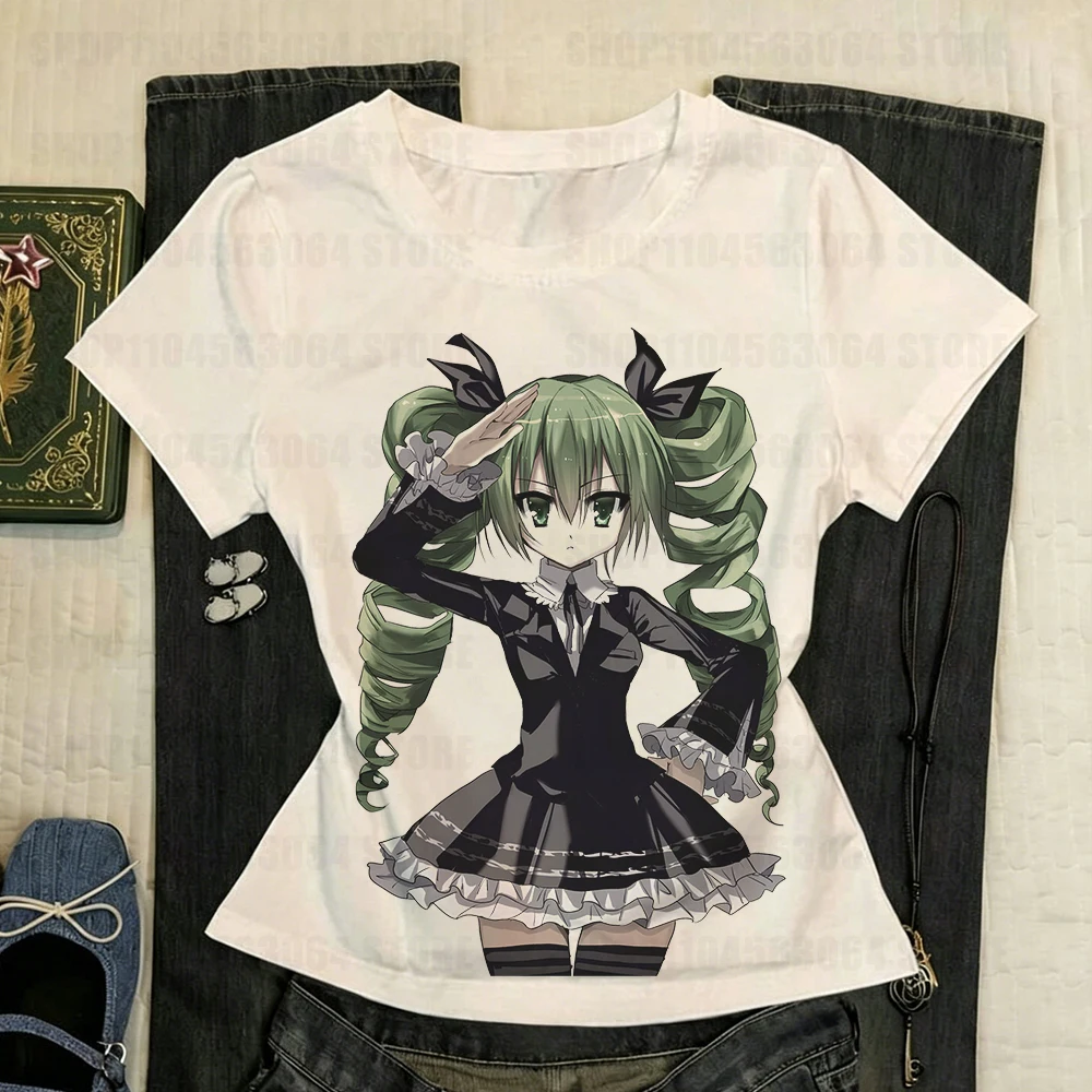 Anime Girl Japanese Y2k Tops Crop Top Women T Shirt for Women Emo Kawaii 90s Clothes Vintage Trashy Y2k 2000s Woman T-shirts