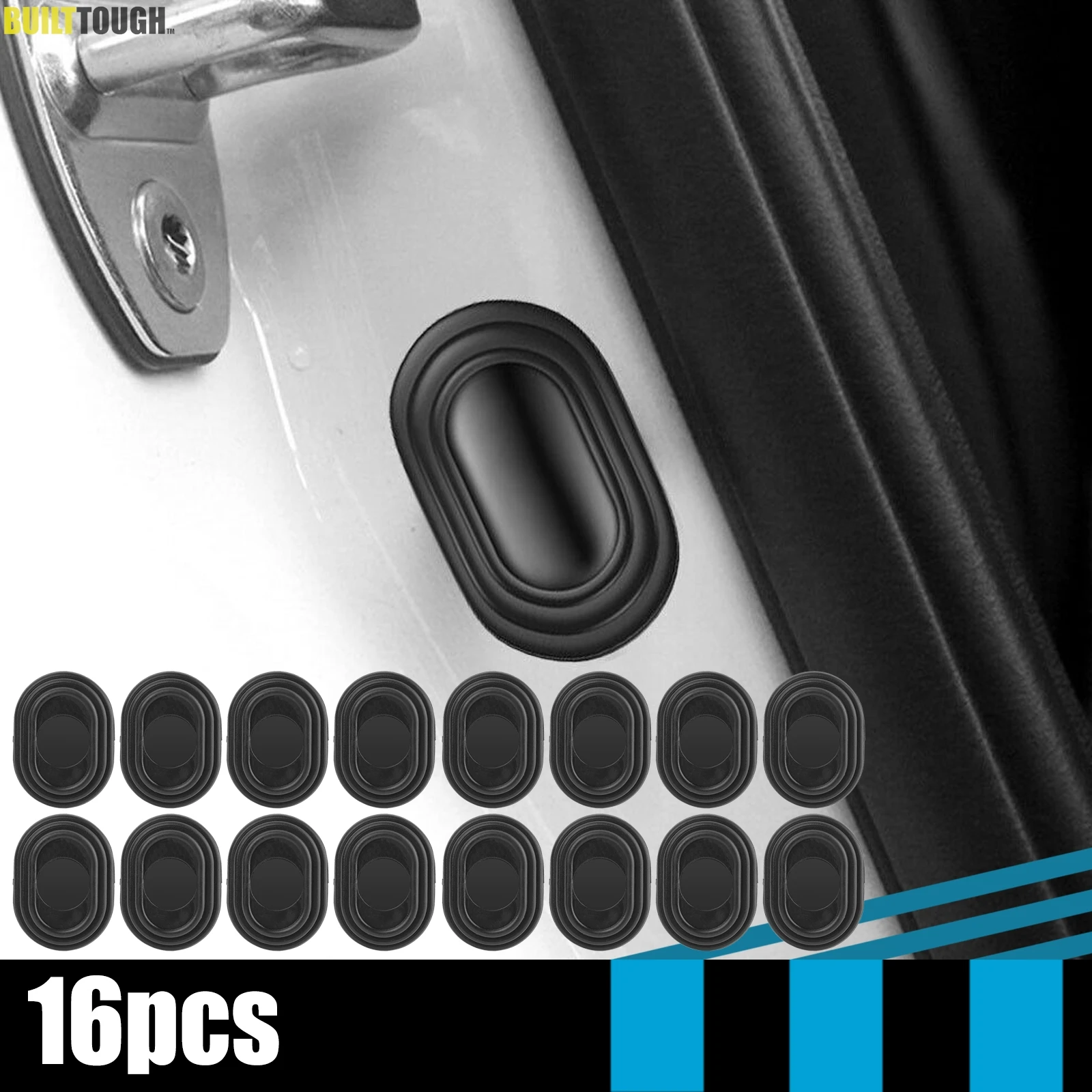 16pcs Car Door Anti-shock Silicone Pad Shock Absorbing Gasket Trunk Sound Insulation Shockproof Thickening Cushion Seal Stickers