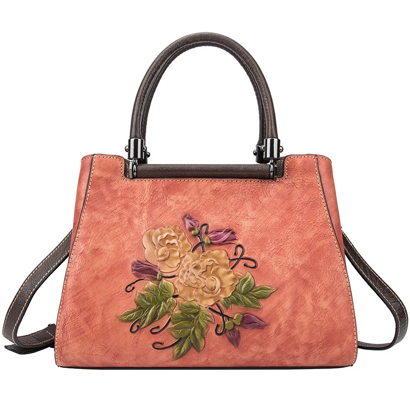 

Hand Make Art Fashion Genuine Leather Customize Handbags Lady Tote Bag Woman Sac A Mains Luxury Boston Bag