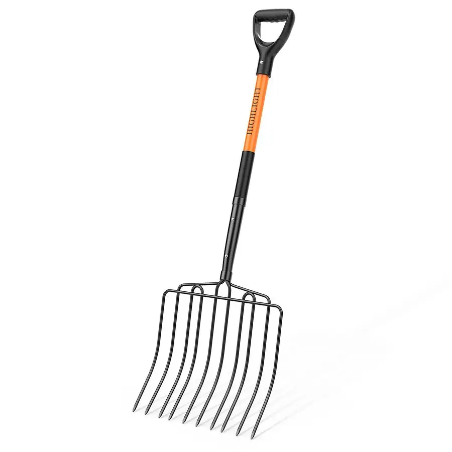 

Вилка с широким шагом головки 10 зубцов для сена усилителя Manure, сверхмощная, с небьющейся ручкой из стекловолокна, эргономичная ручка 45 дюймов