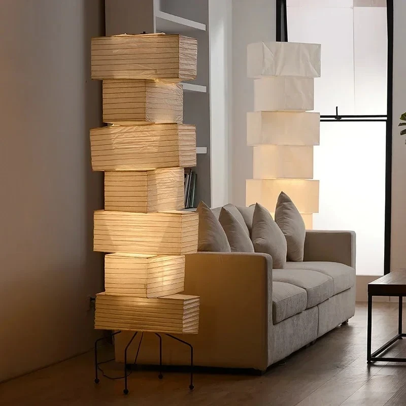 ノグチledフロアランプ和紙ランタンベッドサイドスタディホテルアートデコレーションスタンディングライトモダンスタイリッシュデザイン