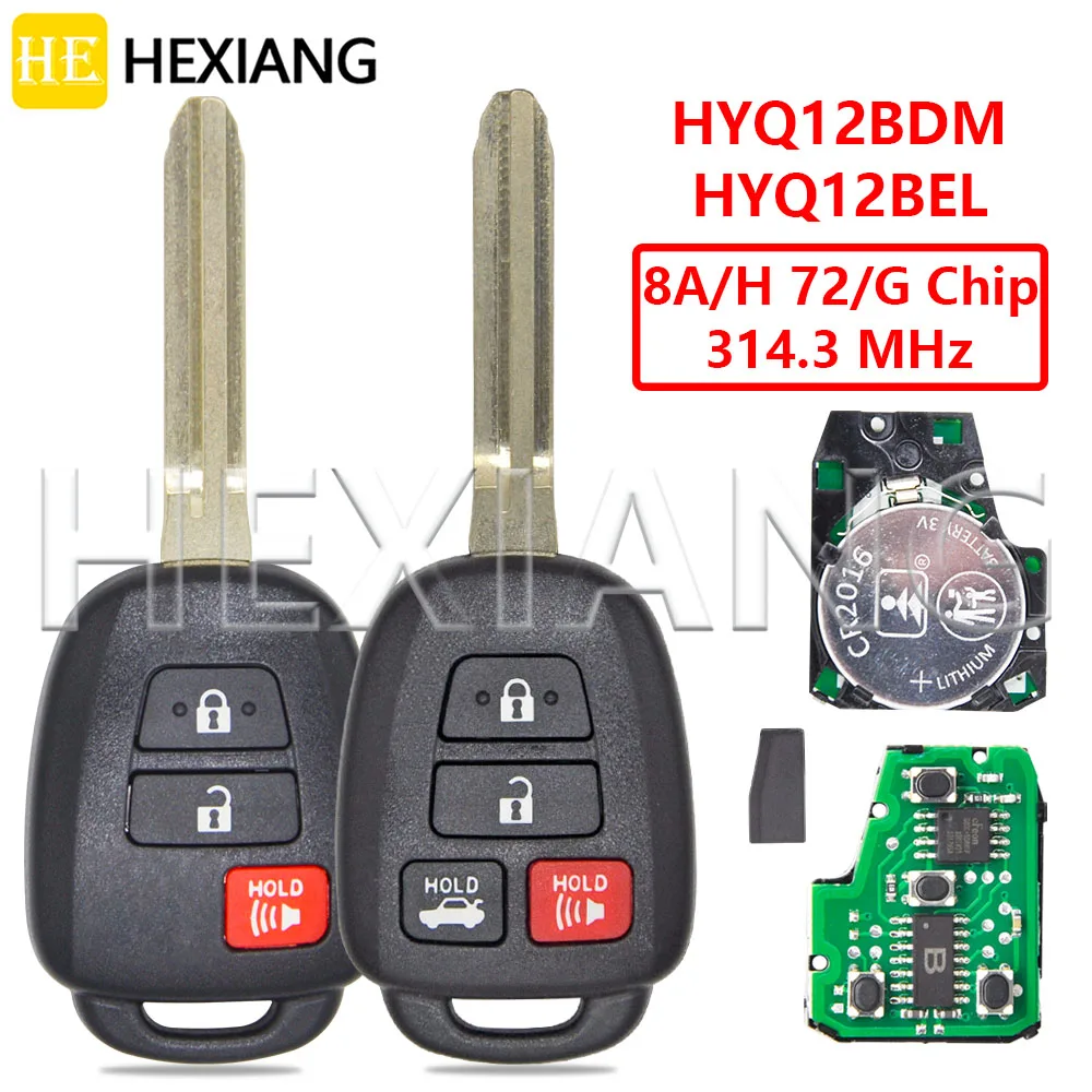 HE HYQ12BEL HYQ12BDM 4D72/G 8A/H Chip 314.3MHz Car Remote Control Key For Toyota Corolla Camry 2012 2013 2014 2015 2016 2017