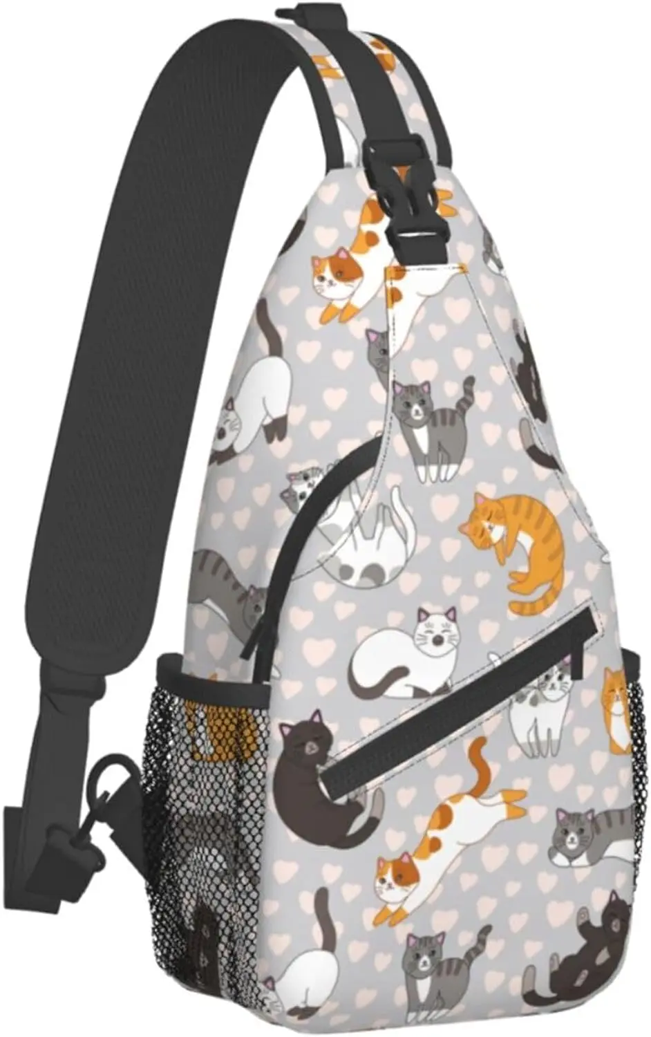 Cats Dots Sling Bag for Women Men Travel Hiking Backpack Crossbody Shoulder Chest Bags Casual Daypack Sport Polyester Casual