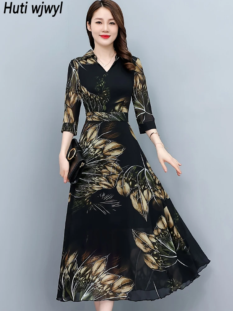 Primavera autunno elegante lusso Chic Prom Maxi Dress 2024 Vintage nero aderente Party Night Dress donna Chiffon Casual Midi Vestido