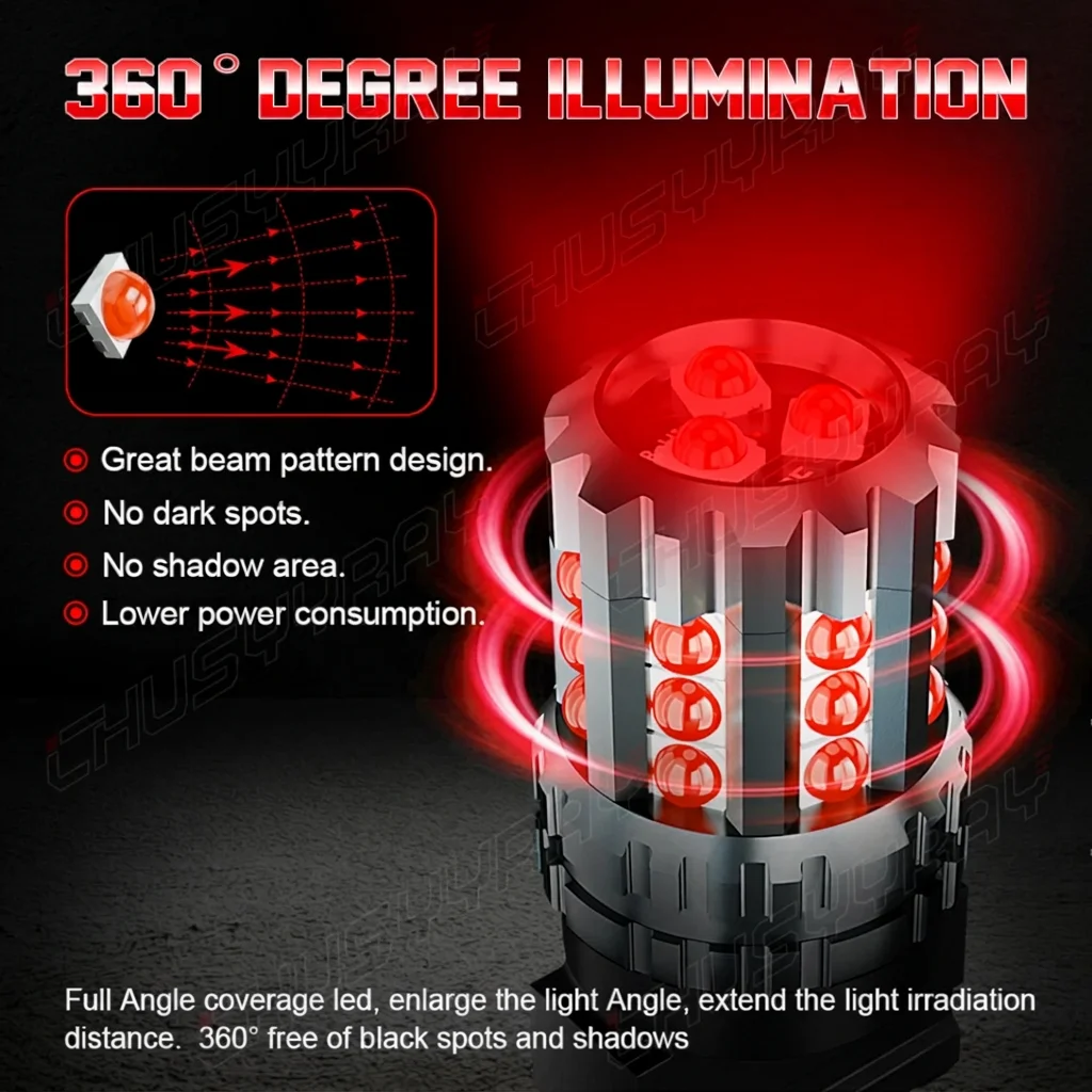 3156 3157 LED Bulbs Pure RED Break Tail Light Stop Singal Light T25 Pair