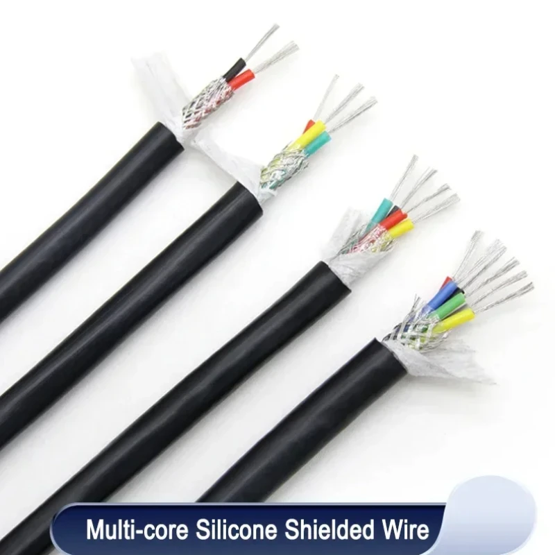 

1/5/10m Silicone Rubber Shielded Cable 0.3 0.5 0.75 1 1.5 2 2.5mm X 2 3 4 6Cores Insulated Flexible Copper High Temperature Wire