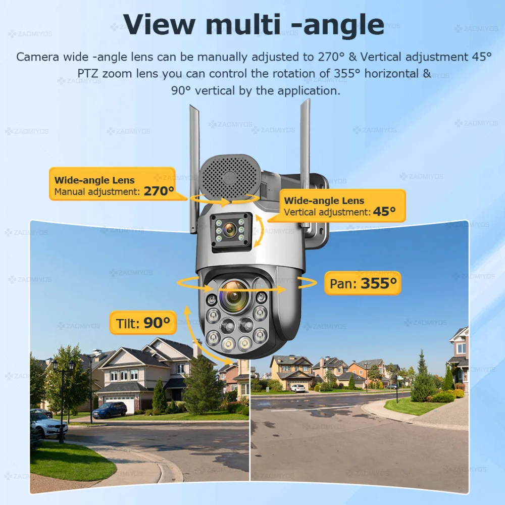60X Optical Zoom 10MP 4G SIM outdoor security Solar Cameras 2 Lens/Screens PTZ 360° Auto Tracking IP Surveillance Camera iCsee