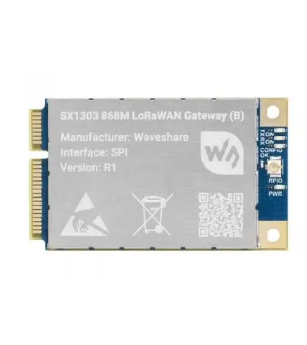 Waveshare SX1303 868M/915M LoRaWAN Gateway (B) Module for Raspberry Pi, Standard Mini-PCIe Socket, Long range Transmission