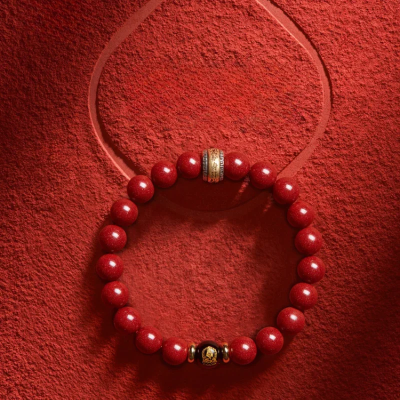 Genuine Goods Natural Cinnabar Bracelet for Women Animal Year Lucky Bead Bracelet Dragon Boat Festival Gift Present