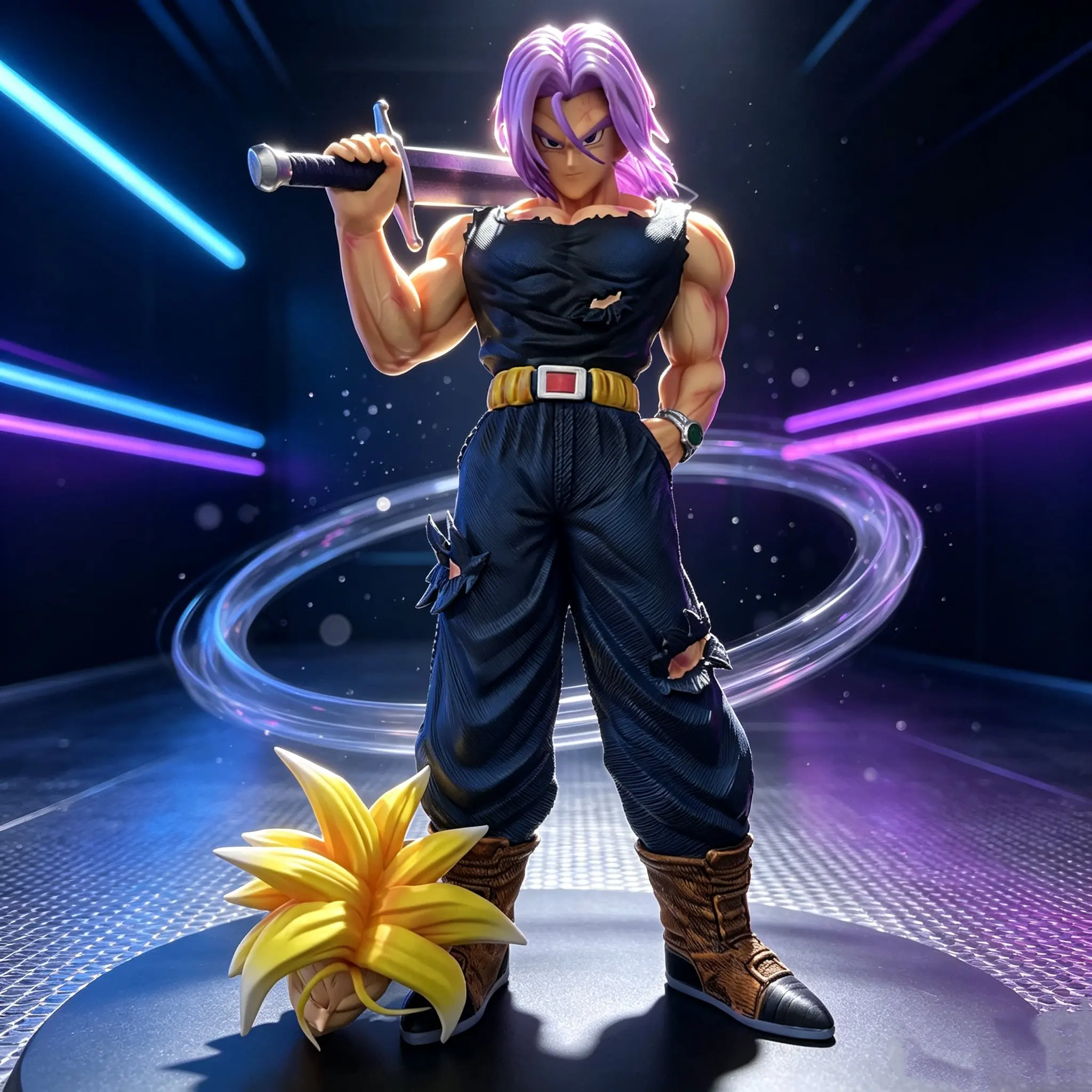 32.5cm/12.8inch Dragon Ball Z Trunks Figure Replace Heads Future Trunks Super Saiyan Action Figures Collection Mode Toys Gifts