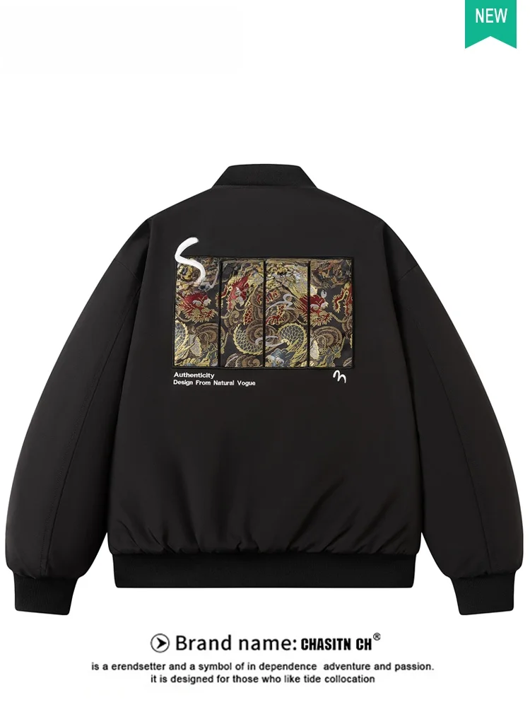 

Retro Ethnic Sle Men's Cotton Jaet Winter New 2025 Embroidered Loose Thiened Outerwear for Couples Faionable Urban Ca...