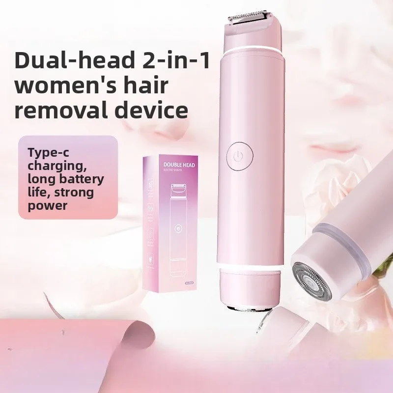 

Electric Lady Shaver Dual-Head Trimmer,Wet Dry Razor, USB-C Rechargeable, Compact Travel Hair Removal for Body Legs