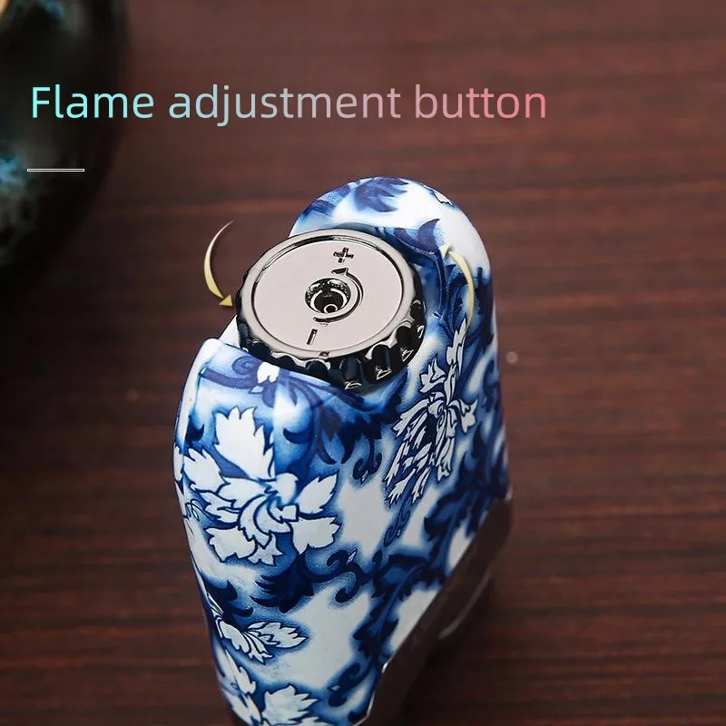 New Windproof Creative Metal Lighter Blue Flame Direct Charge Turbo Cigar Igniter Men\'s Fashion Cigarette Accessories Lighter